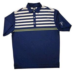 Foot Joy FJ 2XL Blue Striped Mens Golf Shirt Performance Preppy Classic